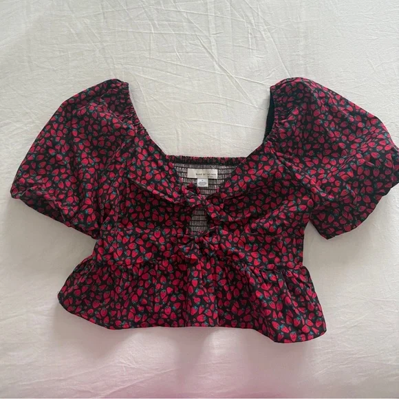 [NWT] $99 BAND OF THE FREE Puff Sleeve Cotton Cropped top. Size Medium - Picture 2 of 6